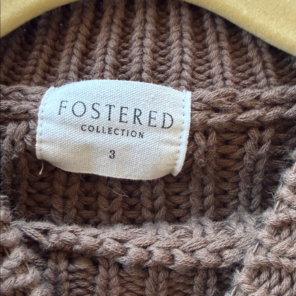 Kids Chunky Knit Cowl Turtleneck Sweater - Brown - Picture 2 of 2